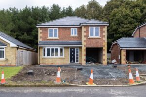 New House in Progress on a Development Site